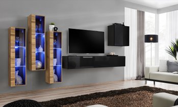 Комплект мебели в гостиную ASM Switch XIII WTS SW 13 Дуб Вотан/Черный из Польши