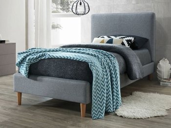 Ліжко односпальне SIGNAL Acoma 90x200 із міцної сірої тканини на дерев'яних ніжках ПОЛЬЩА