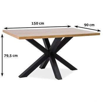 Обеденный стол для кухни SIGNAL Cross 180x90 массив дерева и ножки метал Польша