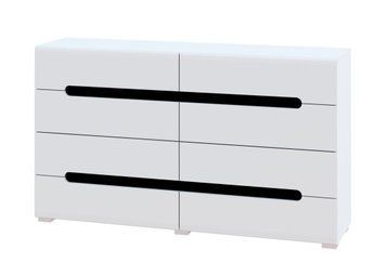 Комод Б&rsquo;янко 4Ш+4Ш Світ Меблів 160&times;39,6&times;92,5 см, 8 шухляд, Білий глянець/Чорний/Дуб Аппалачі фото - artos.in.ua