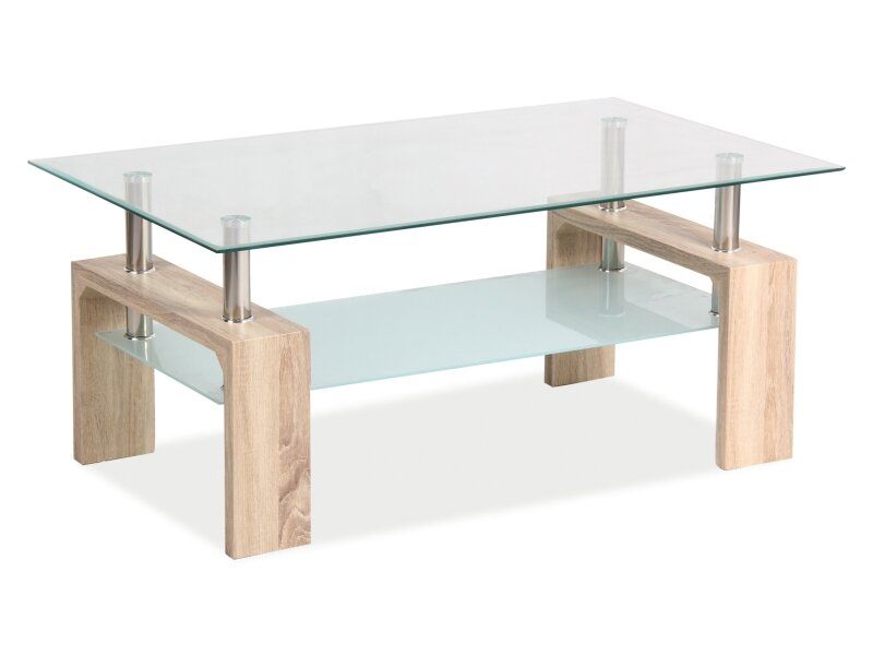 Прямоугольный кофейный столик LISA BASIC 2 100x60 SIGNAL дуб сонома и стекло Польша