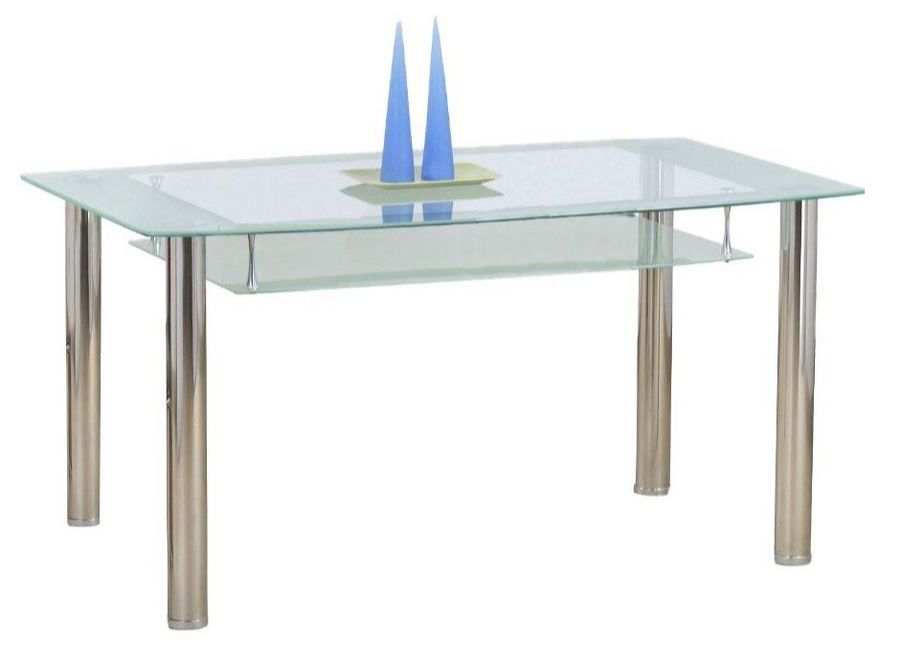 Стол обеденный в гостиную, кухню Cristal 150x90 стекло прозрачный/сталь бежевый Halmar Польша