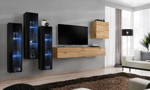 Комплект мебели в гостиную ASM Switch XIII SWT SW 13 Черный/Дуб Вотан из Польши фото - artos.in.ua