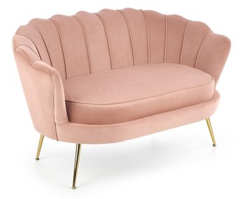 Диван двомісний в вітальню, спальню Amorinito XL сталь золотий / оксамитова тканина світло-рожевий Halmar Польща