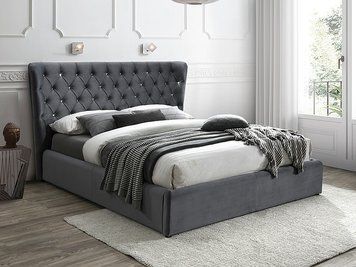 Двуспальная кровать Carven Signal 160&times;200, серое, бархат Bluvel 14 фото - artos.in.ua