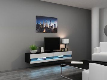 Тумба под телевизор CAMA VIGO NEW 180 &mdash; Черный мат / Белый глянец фото - artos.in.ua