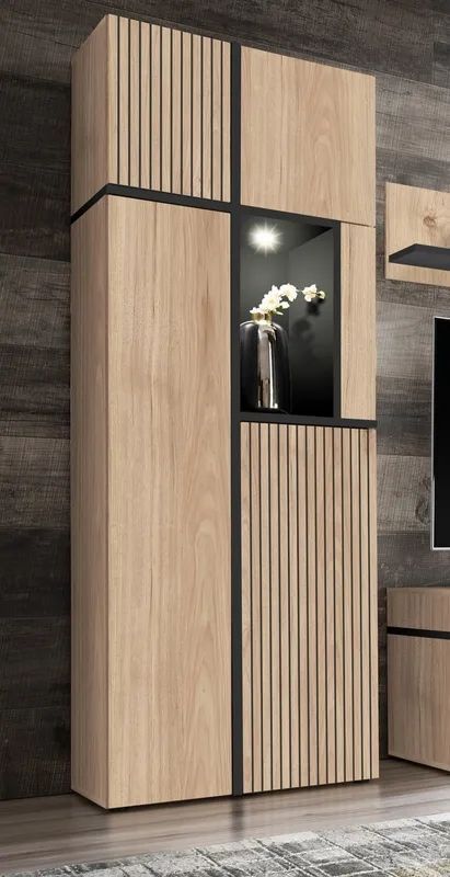 Вітрина висока ASM Cross HJZ CS WSW, 70 см, Hickory Jackson / чорний, LED фото - artos.in.ua