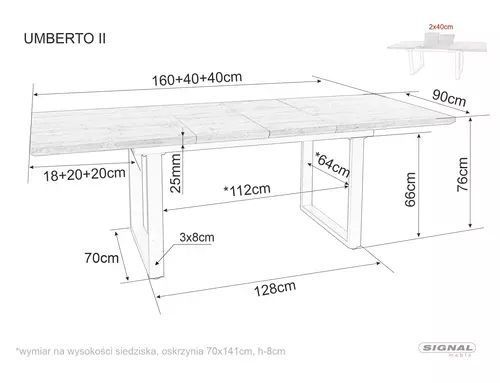 Обідній стіл Umberto II Signal 160&times;90&times;76, дуб, МДФ + шпон фото - artos.in.ua