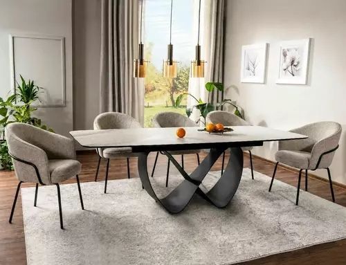 Обеденный стол Infinity Ceramic Nature Cloud Signal 160&times;95&times;76, белый матовый, закаленное стекло + керамика фото - artos.in.ua