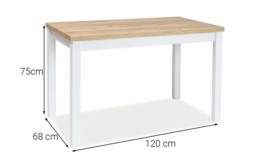 Дерев'яний стіл на кухню Adam 120x68 SIGNAL Дуб розкладний у скандинавському стилі Польща
