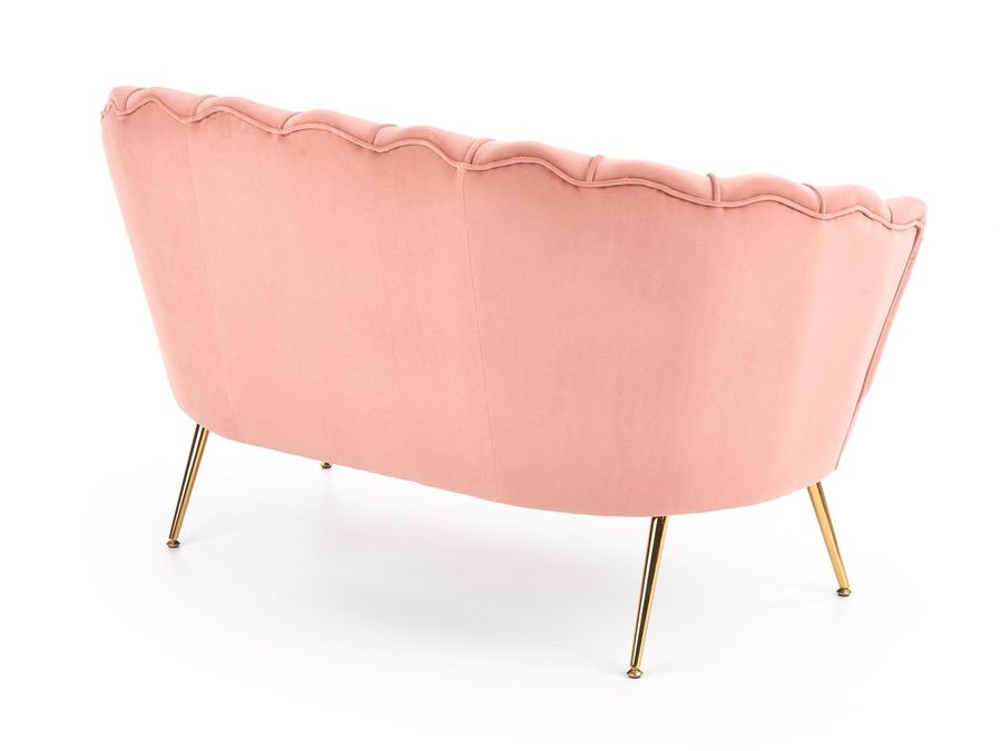 Диван двухместный в гостиную, спальню Amorinito XL сталь золотой/бархатная ткань светло-розовый Halmar Польша