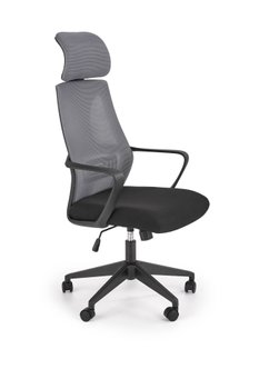 Кресло офисное с регулируемым подголовником Valdez механизм Tilt, металл черный/мембранная ткань черный, сетка серый Halmar Польша