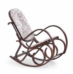 Мягкие кресла фото Кресло-качалка HALMAR MAX 2 коричневый из дерева, ткани Польша - artos.in.ua