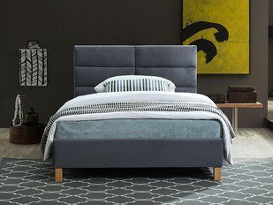 Кровать Sierra велюр bed 120x200 цвет серый / дуб .150 Signal фото - artos.in.ua