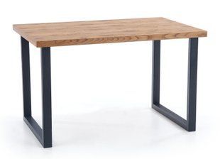 Стол обеденный раскладной в гостиную, кухню Horus 126(206)x80 дерево, шпон дуб натуральный/металл черный Halmar фото - artos.in.ua