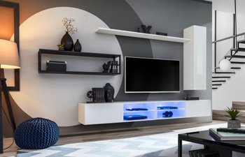 Комплект мебели в гостиную ASM Switch Met IV 27 WS SWM 4 Белый матовый/Черный глянцевый из Польши