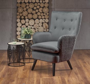 Крісло для відпочинку в вітальню, спальню Ravel дерево чорний / оксамитова тканина сірий Halmar Польща