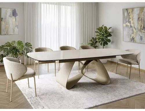 Обеденный стол Valentino Ceramic Signal 180&times;98&times;75, бежевый, закаленное стекло + керамика фото - artos.in.ua