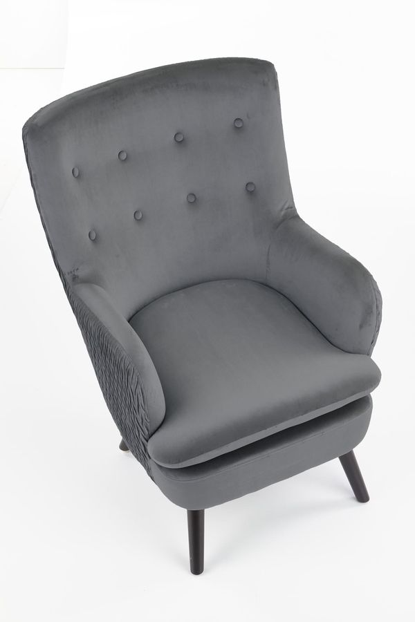 Крісло для відпочинку в вітальню, спальню Ravel дерево чорний / оксамитова тканина сірий Halmar Польща