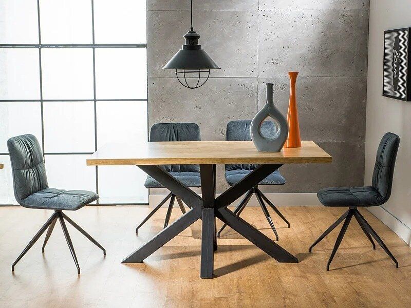 Оригінальний обідній стіл SIGNAL CROSS 150x90 обклеєний у скандинавському прямокутному стилі Польща