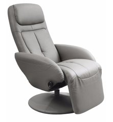 М'які крісла фото Крісло розкладне для відпочинку в вітальню, спальню Optima метал чорний / ПВХ, екошкіра сірий Halmar Польща - artos.in.ua