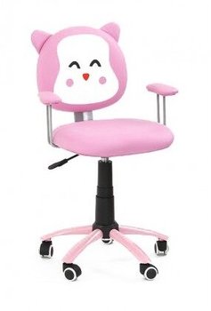 Крісло комп'ютерне дитяче Kitty механізм піастри, метал рожевий / екошкіра рожевий з білим Halmar Польща