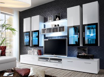 Комплект мебели в гостиную ASM Lyra 20 WS LY Белый матовый/Черный глянцевый из Польши