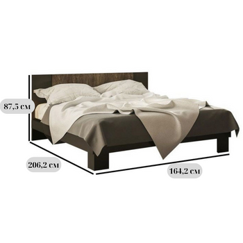 Двоспальне ліжко на ніжках з ламелями Лілея Нове 160х200 см з вставкою дуб грандж, без матраца