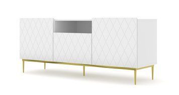 Тумба под телевизор Diuna 145 белый мат, золотые ножки BIM FURNITURE фото - artos.in.ua