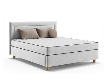 Ліжко континентальне BRW VIivo 120&times;210 &mdash; сірий, тканина Maloy 03, з матрацом, з основою, дерев'яні ніжки, з коробом для зберігання фото - artos.in.ua
