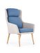 Кресло для отдыха в гостиную, спальню Purio натуральное дерево/ткань светло-серый/синий Halmar Польша
