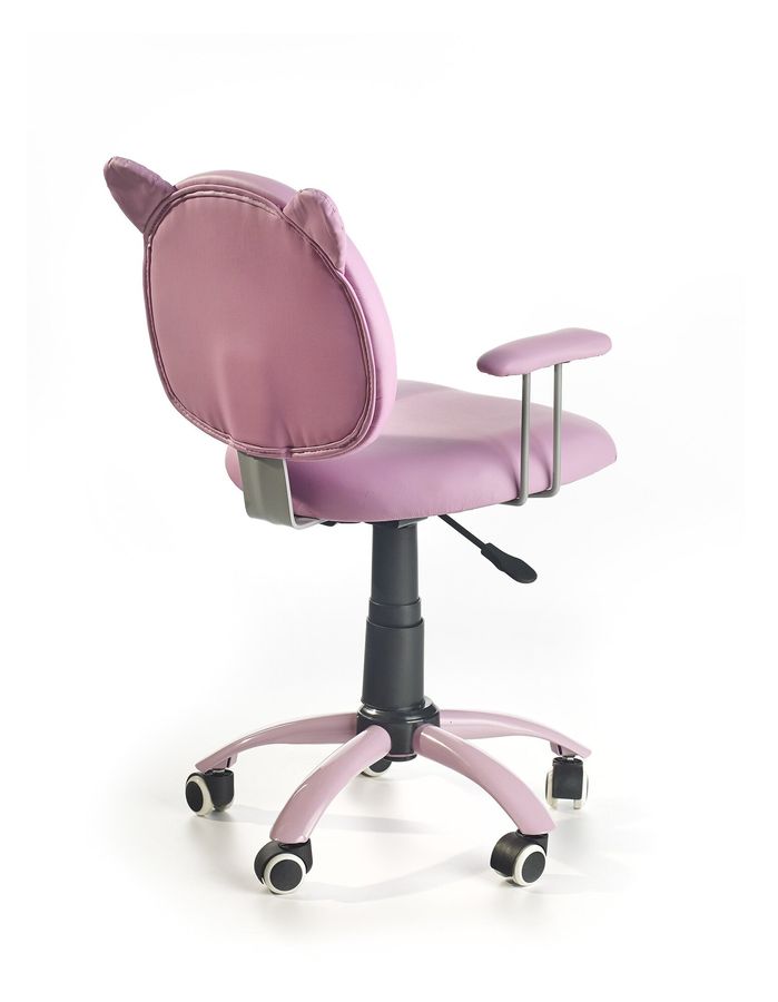 Крісло комп'ютерне дитяче Kitty механізм піастри, метал рожевий / екошкіра рожевий з білим Halmar Польща