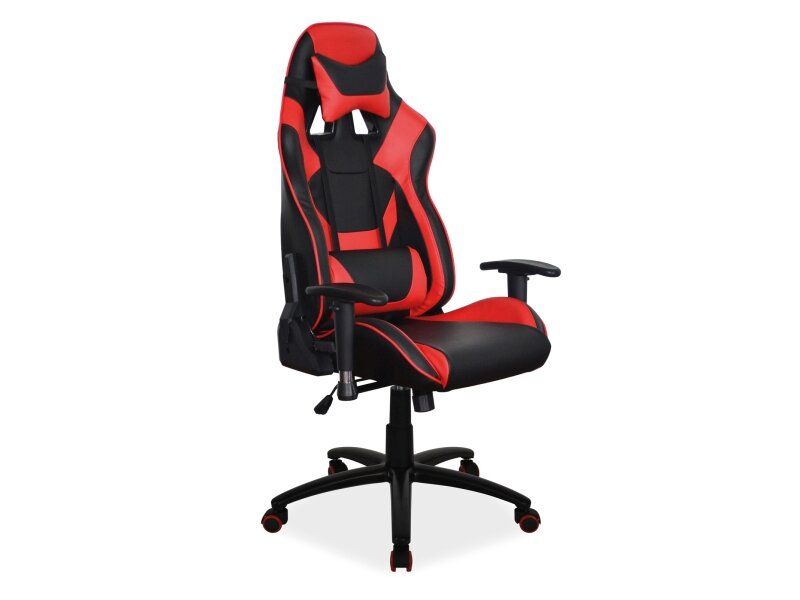 Крісло для геймера Supra SIGNAL червона еко шкіра, на коліщатках Польща