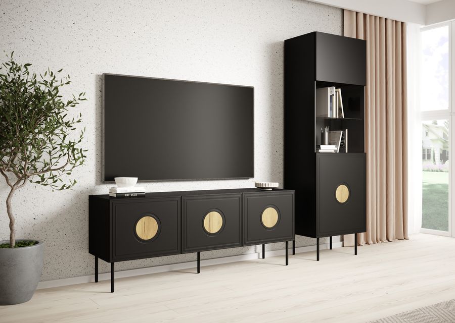 Комплект мебели в гостиную PALAZZO 1 CAMA черный мат/дуб крафт (Польша)