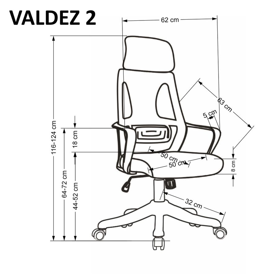 Компьютерное поворотное кресло VALDEZ серый Halmar Польша