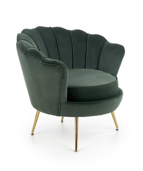 Крісло для відпочинку в вітальню, спальню Amorinito сталь золотий / оксамитова тканина темно-зелений Halmar Польща