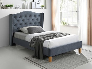 Ліжко оксамитове з осики 120x200 колір сірий / дубова оббивка bluvel 14 Signal Польща