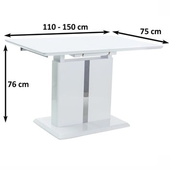 Дизайнерський кухонний стіл SIGNAL Dallas 110x75 Білий розкладний в стилі модерн Польща
