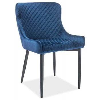 Мягкое кресло на кухню COLIN B SIGNAL синий велюр на металлических ножках Польша