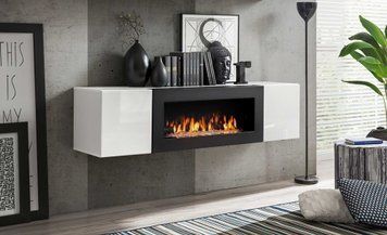 Комод з біокаміном ASM FLY SBK 23 WW FY SBK, білий матовий фото - artos.in.ua