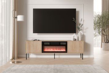 Тумба под телевизор CAMA DOMI 180 EF (cremona) деревянный оттенок, с электрокамином фото - artos.in.ua