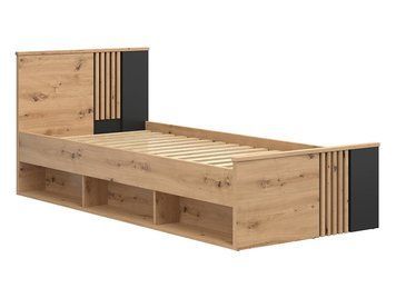 Ліжко BRW Vabres 90&times;200 &mdash; дуб Артизан / чорний фото - artos.in.ua