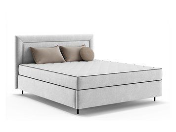 Ліжко континентальне BRW VIivo 120&times;210 &mdash; сірий, тканина Maloy 03, з матрацом, з основою, металеві ніжки, з коробом для зберігання фото - artos.in.ua