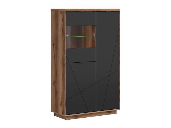 Витрина BRW Forn S471-REG2D1W-DDC/CAM, дуб Делано/черный мат, из Польши фото - artos.in.ua