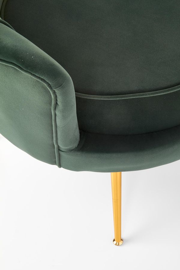 Кресло для отдыха в гостиную, спальню Amorinito сталь золотой/бархатная ткань темно-зеленый Halmar Польша