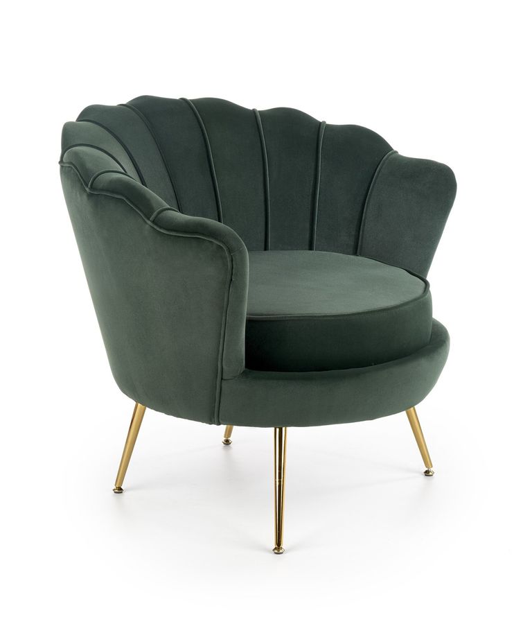 Кресло для отдыха в гостиную, спальню Amorinito сталь золотой/бархатная ткань темно-зеленый Halmar Польша