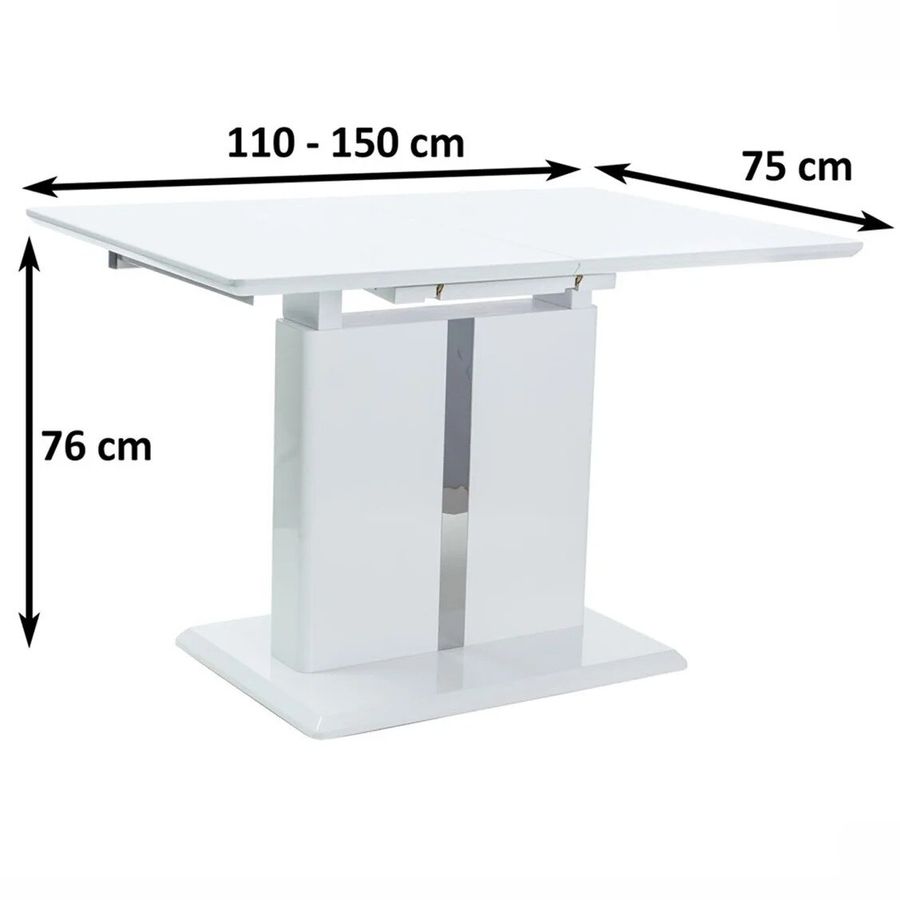 Дизайнерський кухонний стіл SIGNAL Dallas 110x75 Білий розкладний в стилі модерн Польща