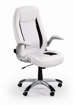 Крісло для кабінету Saturn механізм Tilt, метал сірий / перфорована екошкіра білий Halmar Польща