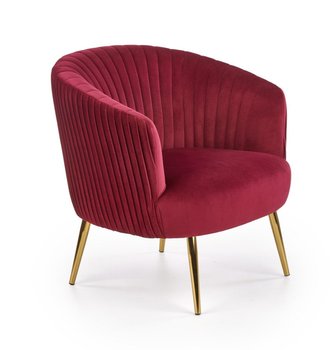 Кресло для отдыха в гостиную, спальню Crown сталь золотой/бархатная ткань бордовый Halmar Польша