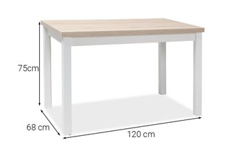 Деревянный стол на кухню SIGNAL Adam 120x68 Дуб сонома раскладной в скандинавском стиле Польша
